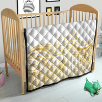 Polynesia White Sunday Quilt Plumeria Polynesian Tribal Gold Color - Polynesian Pride