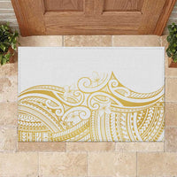 Polynesia White Sunday Rubber Doormat Plumeria Polynesian Tribal Gold Color - Polynesian Pride