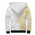 Polynesia White Sunday Sherpa Hoodie Plumeria Polynesian Tribal Gold Color - Polynesian Pride