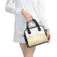 Polynesia White Sunday Shoulder Handbag Plumeria Polynesian Tribal Gold Color - Polynesian Pride