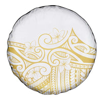 Polynesia White Sunday Spare Tire Cover Plumeria Polynesian Tribal Gold Color - Polynesian Pride