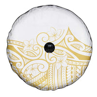 Polynesia White Sunday Spare Tire Cover Plumeria Polynesian Tribal Gold Color - Polynesian Pride