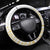 Polynesia White Sunday Steering Wheel Cover Plumeria Polynesian Tribal Gold Color - Polynesian Pride