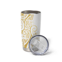 Polynesia White Sunday Tumbler Cup Plumeria Polynesian Tribal Gold Color - Polynesian Pride