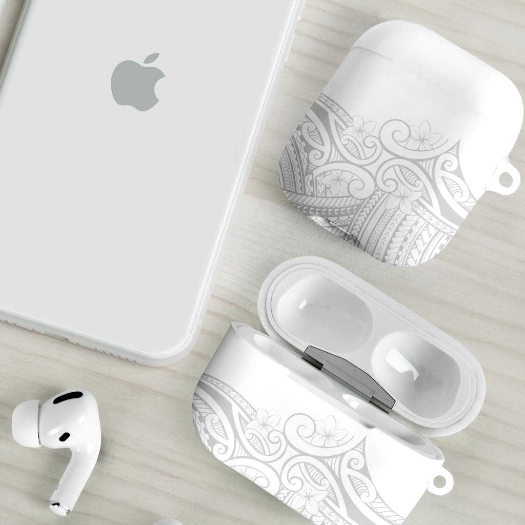 Polynesia White Sunday AirPods Case Plumeria Polynesian Tribal Grey Color - Polynesian Pride