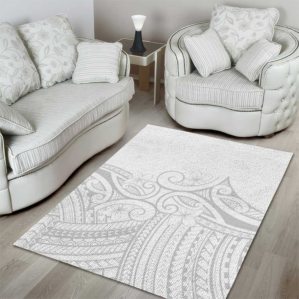 Polynesia White Sunday Area Rug Plumeria Polynesian Tribal Grey Color - Polynesian Pride