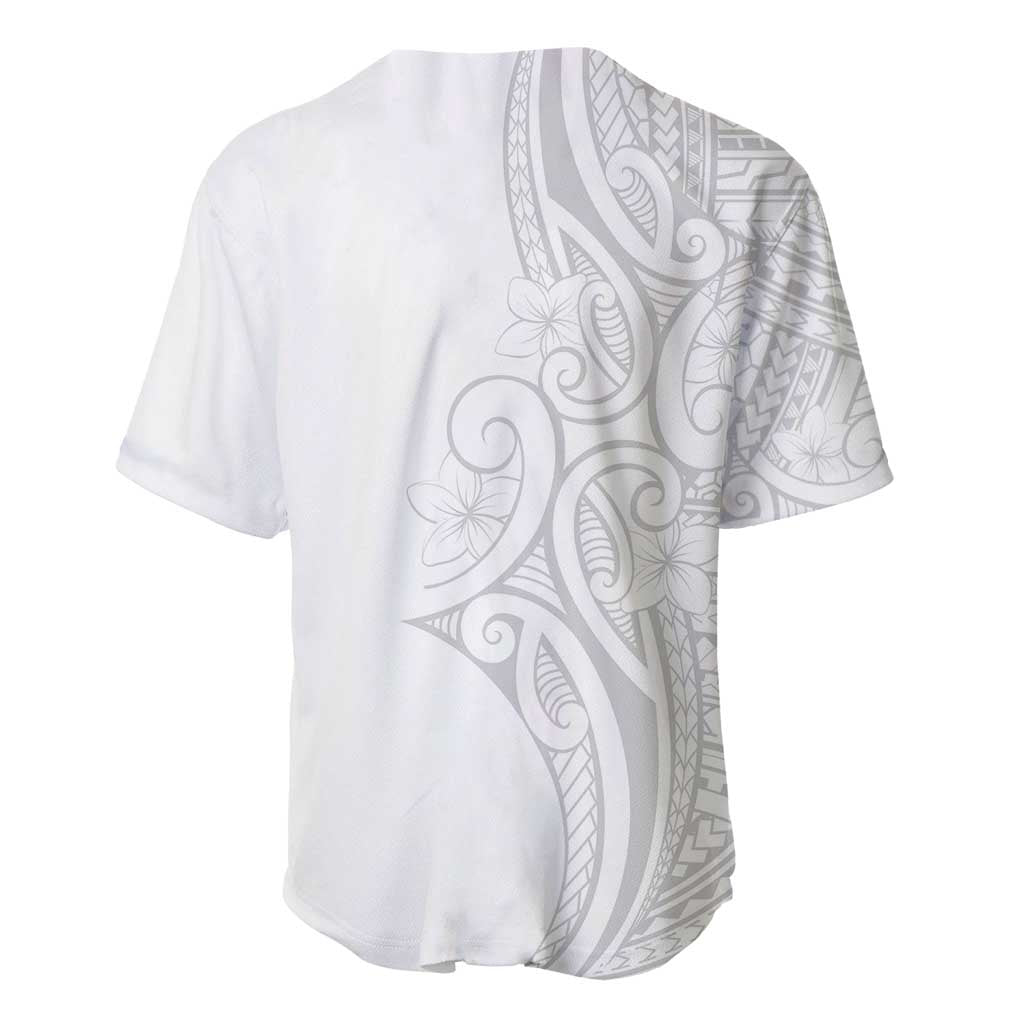 Polynesia White Sunday Baseball Jersey Plumeria Polynesian Tribal Grey Color - Polynesian Pride