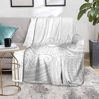 Polynesia White Sunday Blanket Plumeria Polynesian Tribal Grey Color - Polynesian Pride
