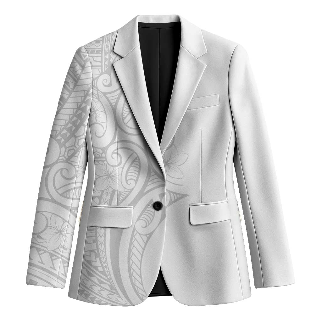 Polynesia White Sunday Blazer Plumeria Polynesian Tribal Grey Color - Polynesian Pride