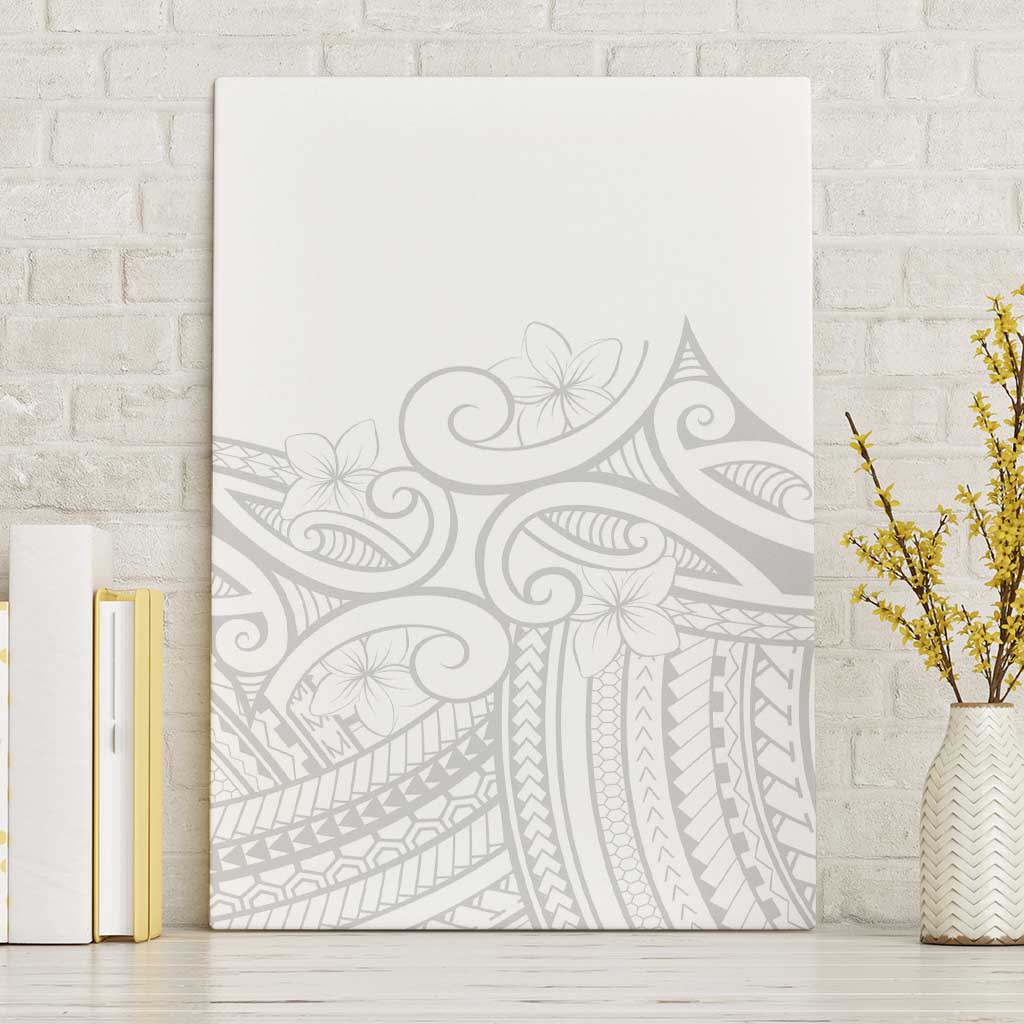 Polynesia White Sunday Canvas Wall Art Plumeria Polynesian Tribal Grey Color - Polynesian Pride