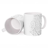 Polynesia White Sunday Ceramic Mug Plumeria Polynesian Tribal Grey Color - Polynesian Pride