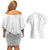 Polynesia White Sunday Couples Matching Off Shoulder Short Dress and Hawaiian Shirt Plumeria Polynesian Tribal Grey Color - Polynesian Pride