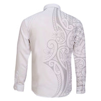 Polynesia White Sunday Family Matching Long Sleeve Bodycon Dress and Hawaiian Shirt Plumeria Polynesian Tribal Grey Color - Polynesian Pride