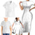 Polynesia White Sunday Family Matching Short Sleeve Bodycon Dress and Hawaiian Shirt Plumeria Polynesian Tribal Grey Color - Polynesian Pride