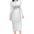 Polynesia White Sunday Long Sleeve Bodycon Dress Plumeria Polynesian Tribal Grey Color - Polynesian Pride