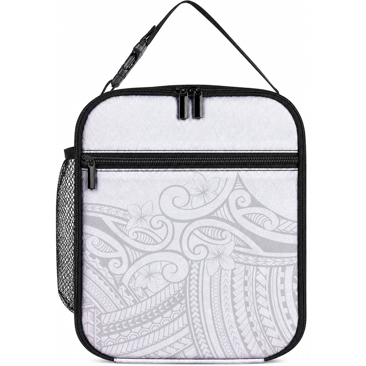 Polynesia White Sunday Lunch Bag Plumeria Polynesian Tribal Grey Color