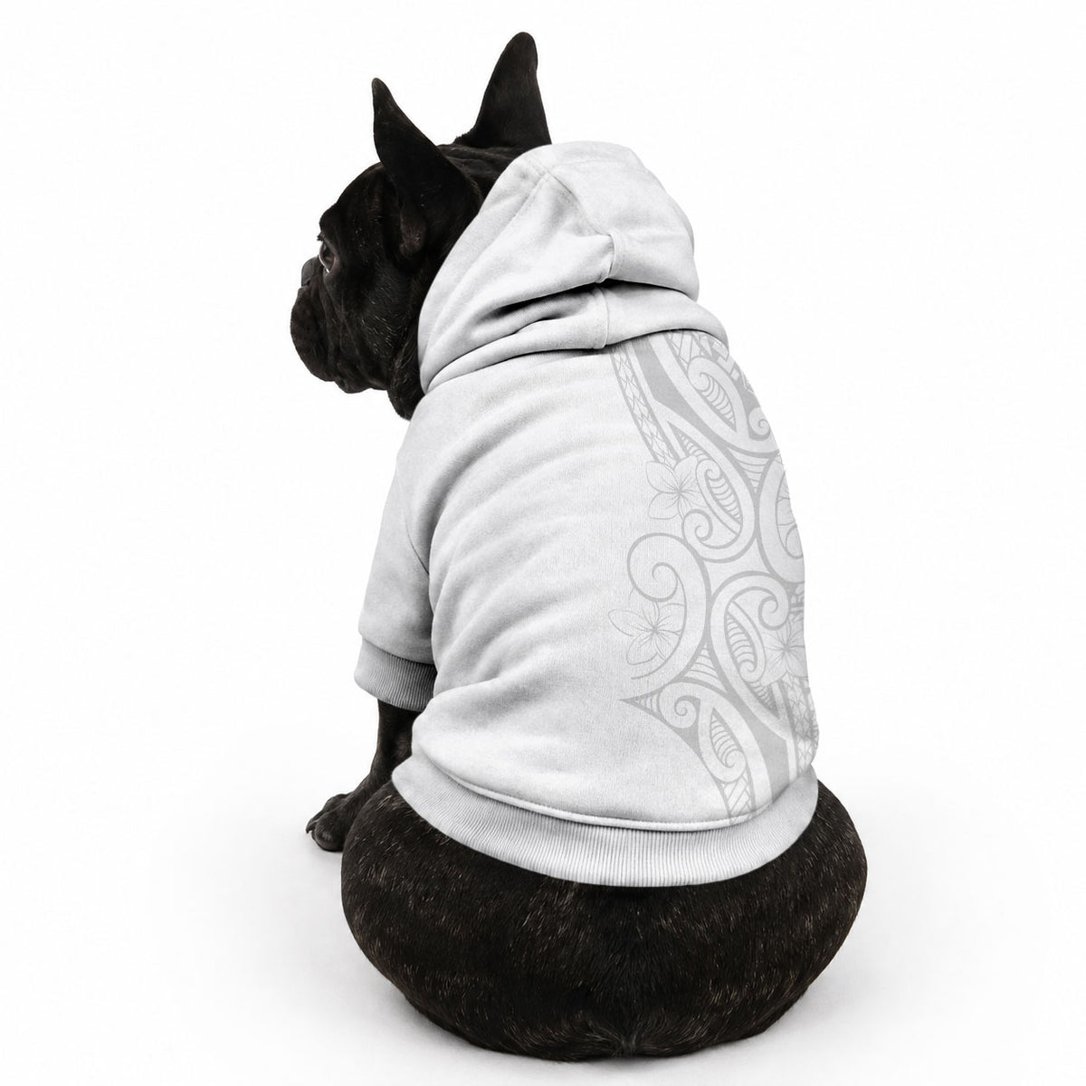 Polynesia White Sunday Pet Hoodie Plumeria Polynesian Tribal Grey Color LT14 - Polynesian Pride