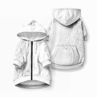 Polynesia White Sunday Pet Hoodie Plumeria Polynesian Tribal Grey Color LT14 Zip-up White - Polynesian Pride