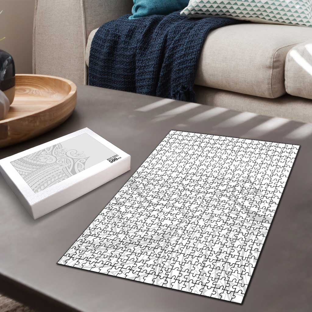 Polynesia White Sunday Puzzle Plumeria Polynesian Tribal Grey Color - Polynesian Pride