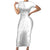 Polynesia White Sunday Short Sleeve Bodycon Dress Plumeria Polynesian Tribal Grey Color - Polynesian Pride
