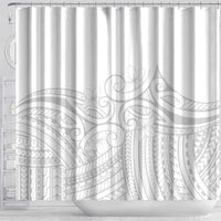 Polynesia White Sunday Shower Curtain Plumeria Polynesian Tribal Grey Color - Polynesian Pride