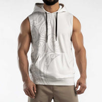 Polynesia White Sunday Sleeveless Hoodie Plumeria Polynesian Tribal Grey Color - Polynesian Pride