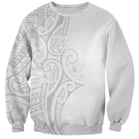 Polynesia White Sunday Sweatshirt Plumeria Polynesian Tribal Grey Color - Polynesian Pride