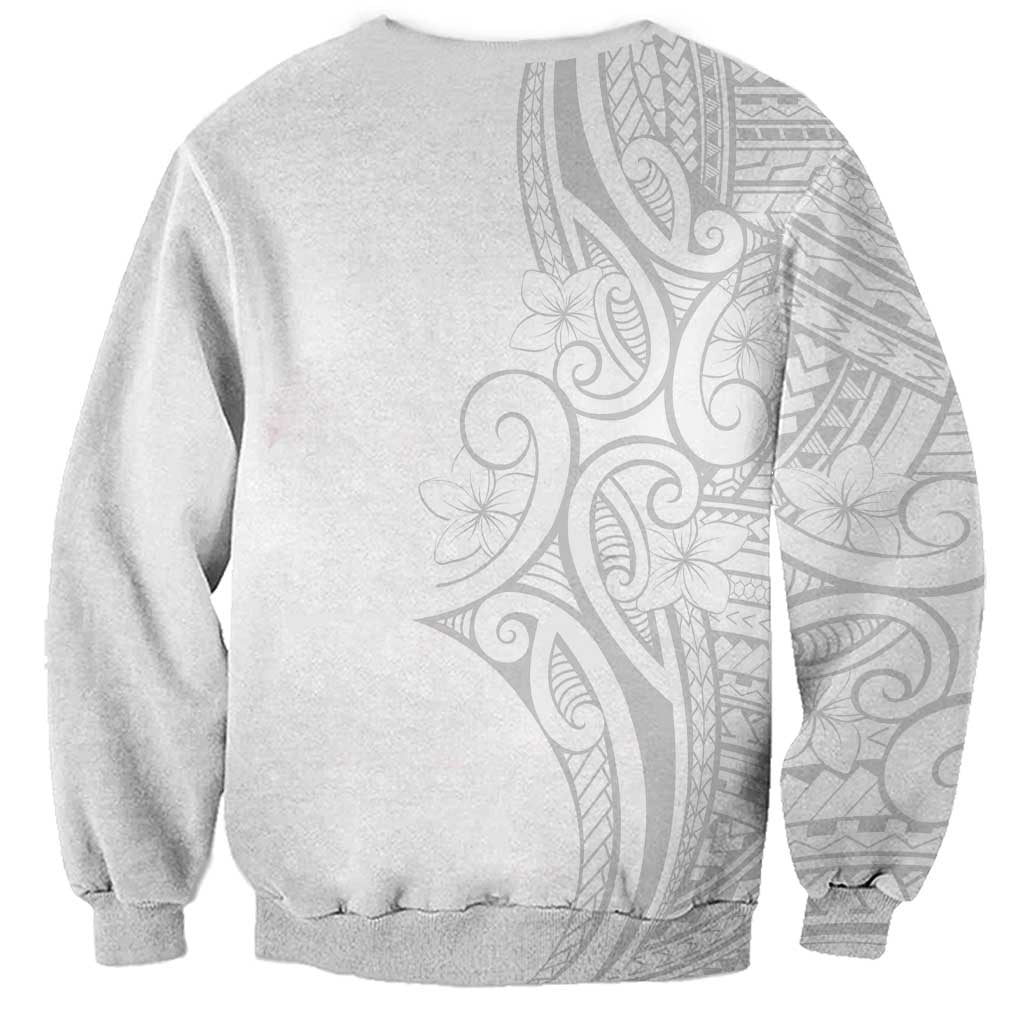 Polynesia White Sunday Sweatshirt Plumeria Polynesian Tribal Grey Color - Polynesian Pride