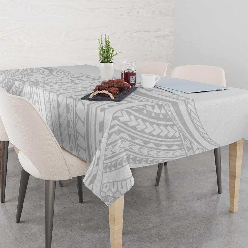 Polynesia White Sunday Tablecloth Plumeria Polynesian Tribal Grey Color - Polynesian Pride