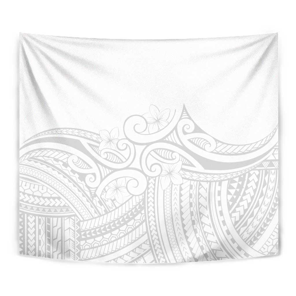 Polynesia White Sunday Tapestry Plumeria Polynesian Tribal Grey Color - Polynesian Pride