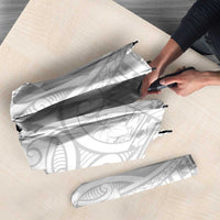 Polynesia White Sunday Umbrella Plumeria Polynesian Tribal Grey Color - Polynesian Pride