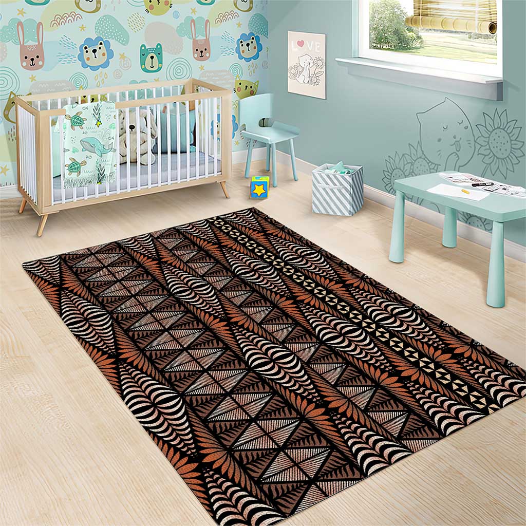 Malo e lelei Tonga Area Rug Tongan Ngatu Vintage Brown - Polynesian Pride
