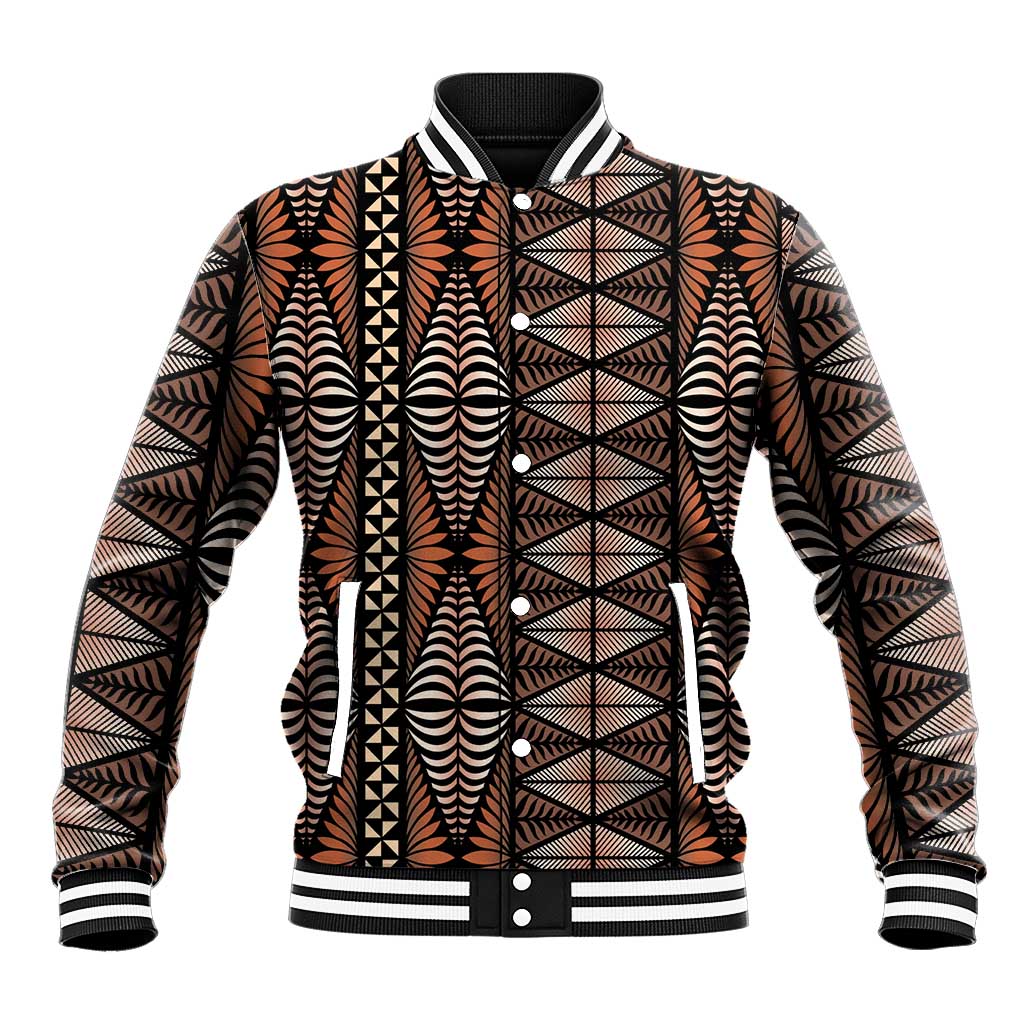 Malo e lelei Tonga Baseball Jacket Tongan Ngatu Vintage Brown - Polynesian Pride