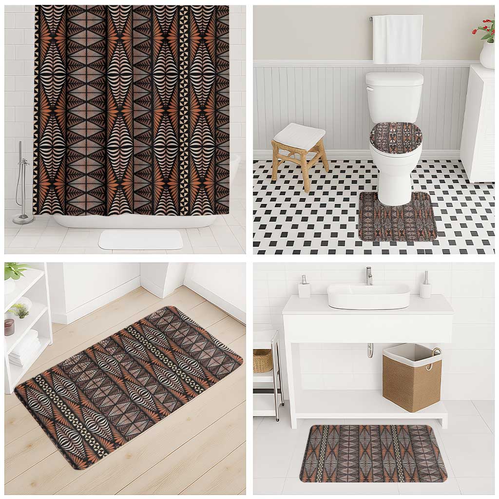 Malo e lelei Tonga Bathroom Set Tongan Ngatu Vintage Brown - Polynesian Pride