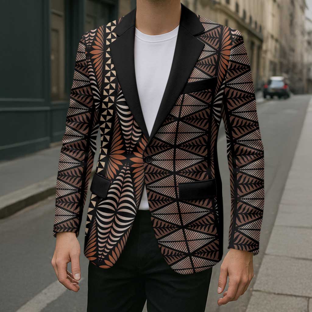 Malo e lelei Tonga Blazer Tongan Ngatu Vintage Brown - Polynesian Pride