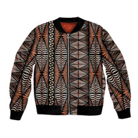 Malo e lelei Tonga Bomber Jacket Tongan Ngatu Vintage Brown - Polynesian Pride