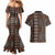 Malo e lelei Tonga Couples Matching Mermaid Dress and Hawaiian Shirt Tongan Ngatu Vintage Brown - Polynesian Pride
