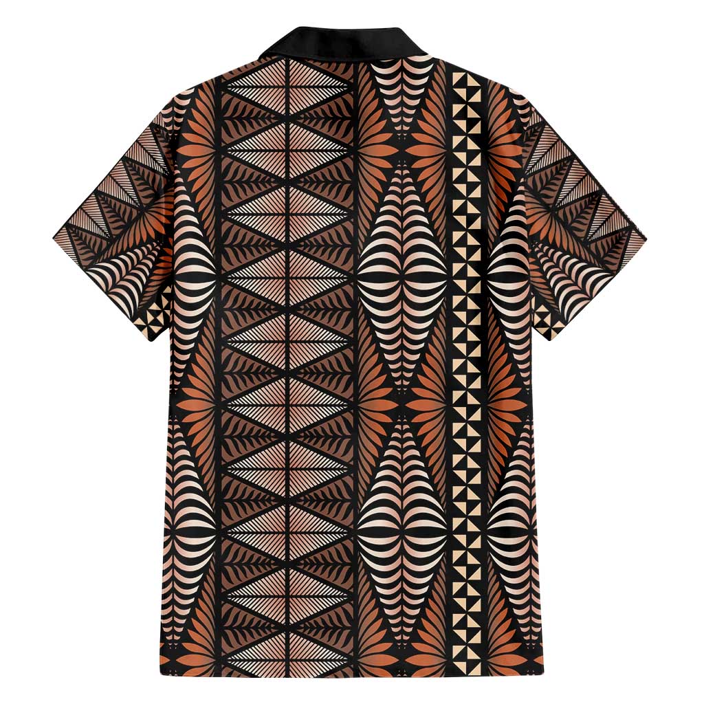 Malo e lelei Tonga Family Matching Short Sleeve Bodycon Dress and Hawaiian Shirt Tongan Ngatu Vintage Brown - Polynesian Pride
