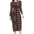 Malo e lelei Tonga Long Sleeve Bodycon Dress Tongan Ngatu Vintage Brown - Polynesian Pride