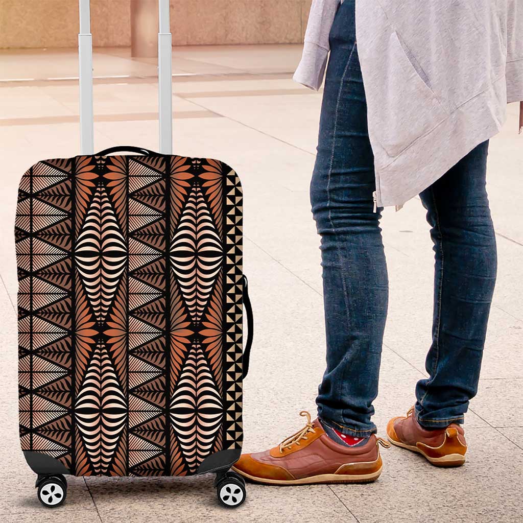 Malo e lelei Tonga Luggage Cover Tongan Ngatu Vintage Brown - Polynesian Pride