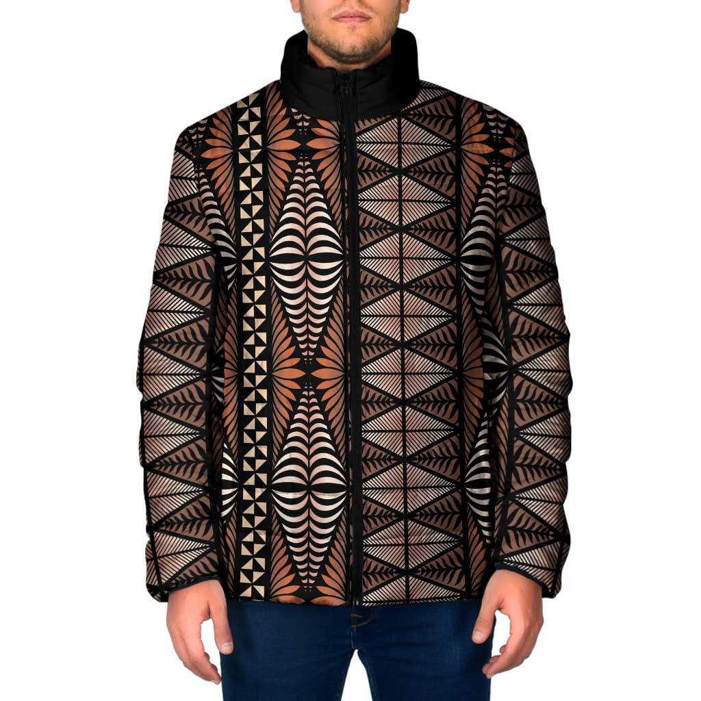 Malo e lelei Tonga Padded Jacket Tongan Ngatu Vintage Brown - Polynesian Pride