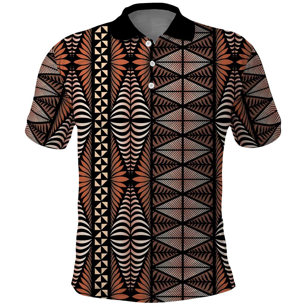 Malo e lelei Tonga Polo Shirt Tongan Ngatu Vintage Brown - Polynesian Pride