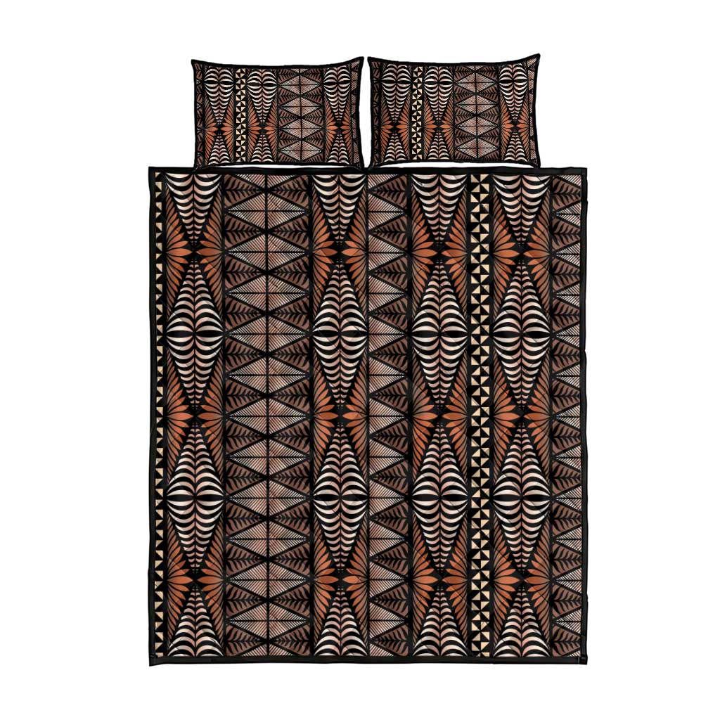 Malo e lelei Tonga Quilt Bed Set Tongan Ngatu Vintage Brown - Polynesian Pride