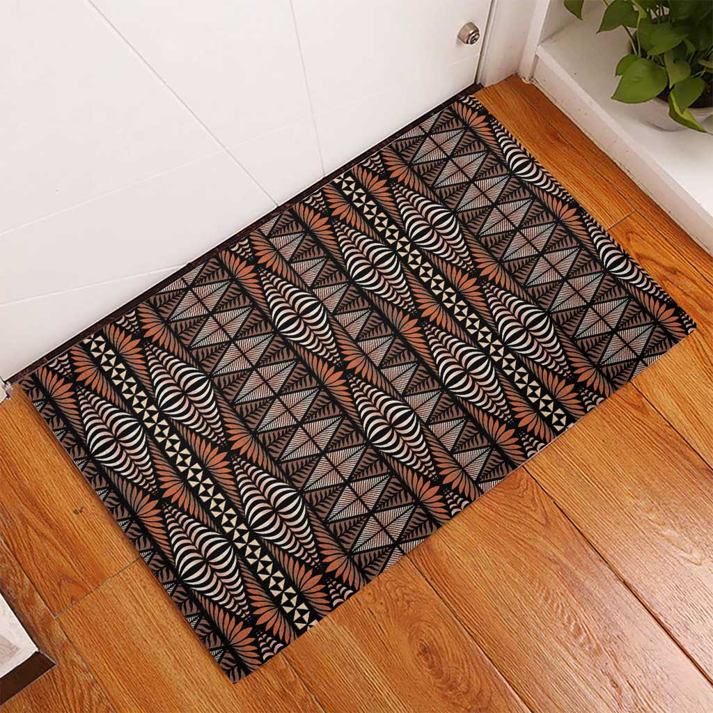 Malo e lelei Tonga Rubber Doormat Tongan Ngatu Vintage Brown - Polynesian Pride