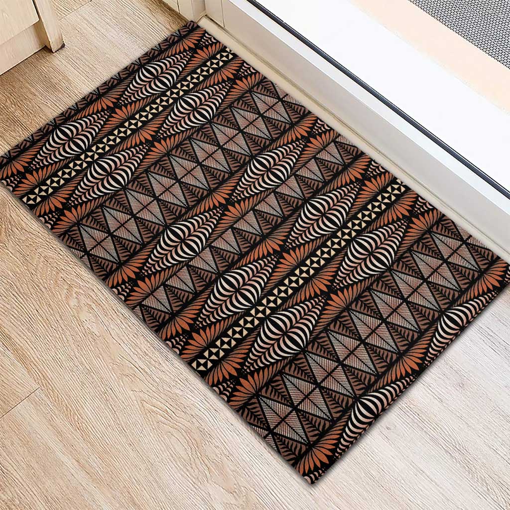 Malo e lelei Tonga Rubber Doormat Tongan Ngatu Vintage Brown - Polynesian Pride
