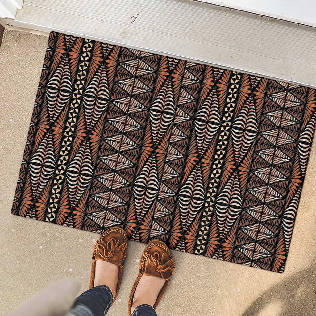 Malo e lelei Tonga Rubber Doormat Tongan Ngatu Vintage Brown - Polynesian Pride
