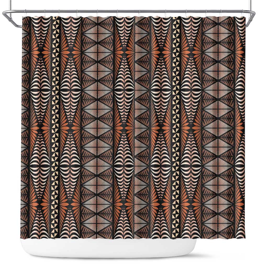 Malo e lelei Tonga Shower Curtain Tongan Ngatu Vintage Brown - Polynesian Pride
