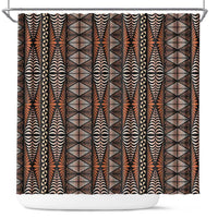 Malo e lelei Tonga Shower Curtain Tongan Ngatu Vintage Brown - Polynesian Pride