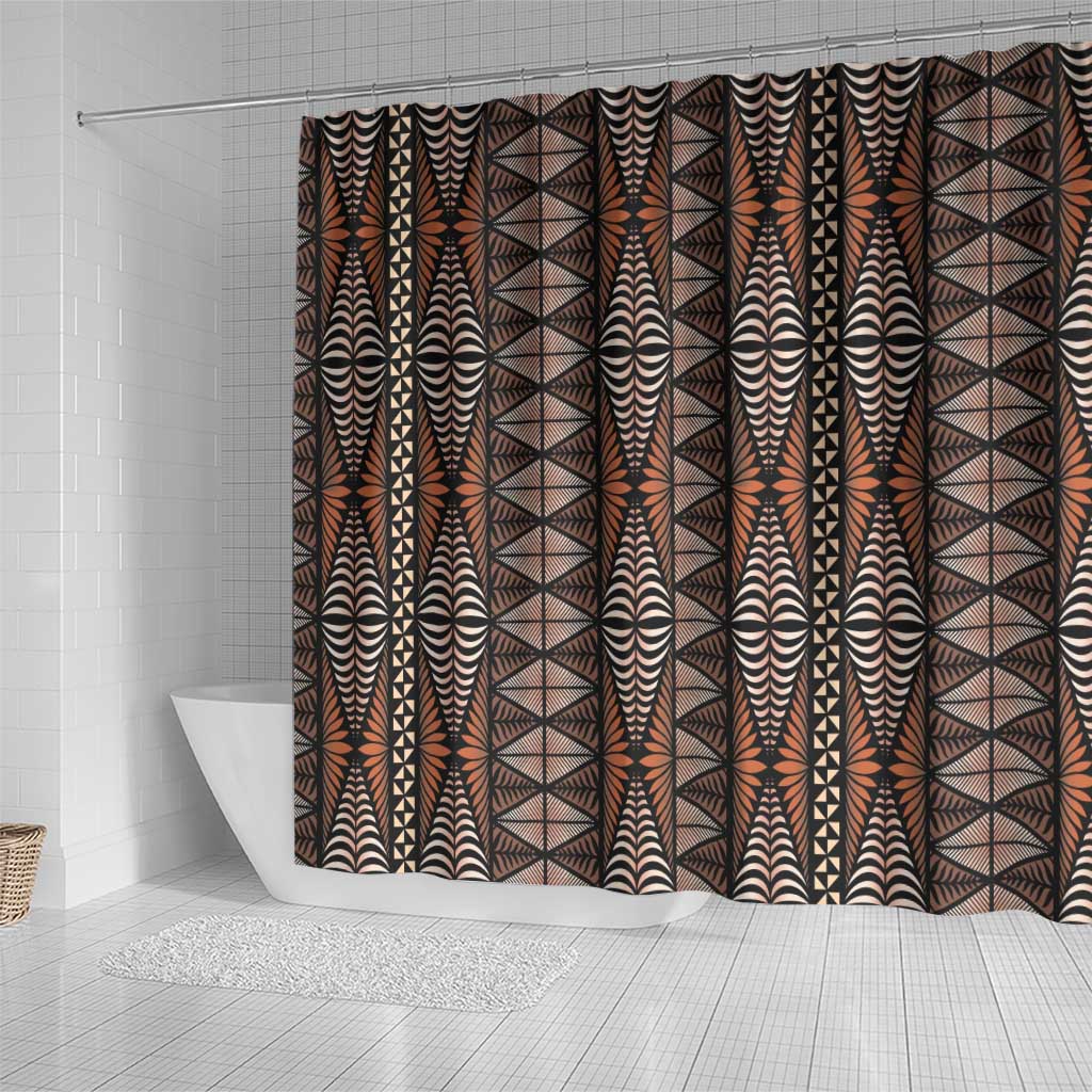 Malo e lelei Tonga Shower Curtain Tongan Ngatu Vintage Brown - Polynesian Pride
