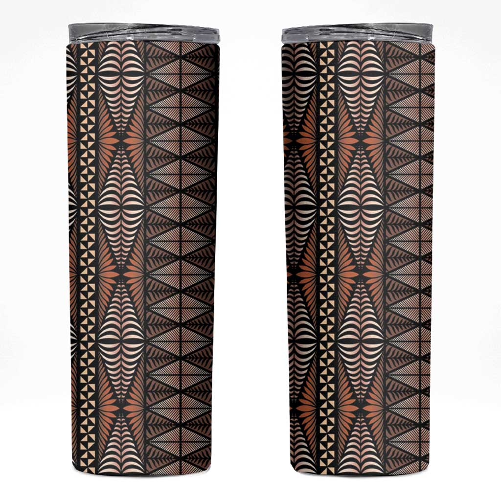 Malo e lelei Tonga Skinny Tumbler Tongan Ngatu Vintage Brown - Polynesian Pride